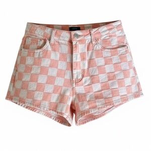 NASTY GAL Checkerboard High Waisted Shorts in Sherbet